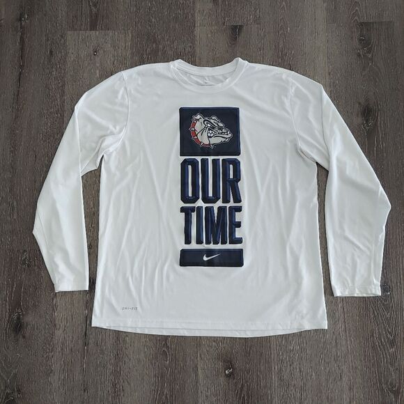 Nike Dri Fit Gonzaga Zags Bulldogs Our Time Basketball Warm Up T-Shirt XL White - Picture 1 of 8